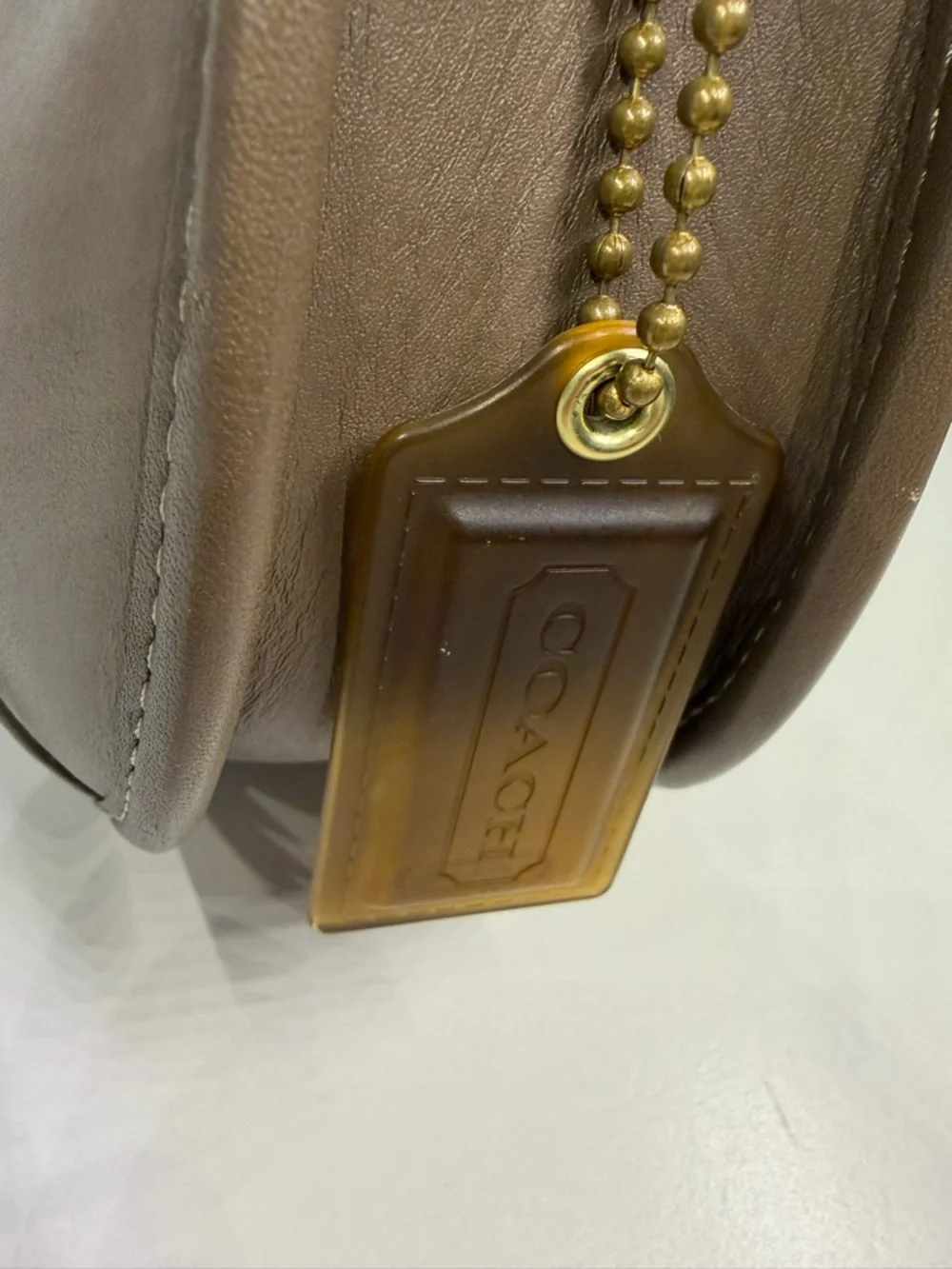Coach Eve Leather Shoulder Bag with Gold Accent in the color in dark stone - Picture 6 of 13